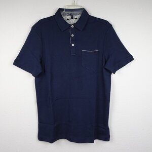 Tahari Polo Shirt Men's Size M Blue Navy Cotton Pocket Golf Preppy Classic